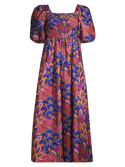 Elisamama Lola Floral-print Maxi Dress In Neutral