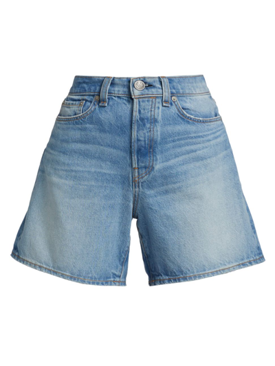 Rag & Bone Maya High Waist Raw Hem Denim Shorts In Light Blue