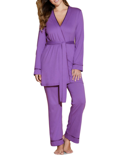 Cosabella Women's 3-piece Bella Maternity Dressing Gown, Camisole, & Trousers In Cyclamen