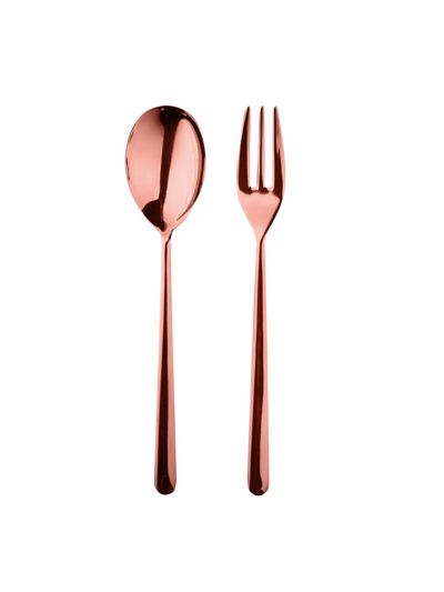 Mepra Linea Fork & Spoon Serving Set In Rose Gold
