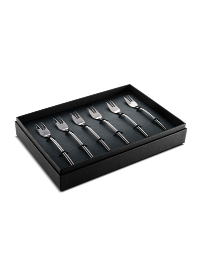 Mepra Box Of Cake Fork Due Flatware Set, Set Of 6 In Black