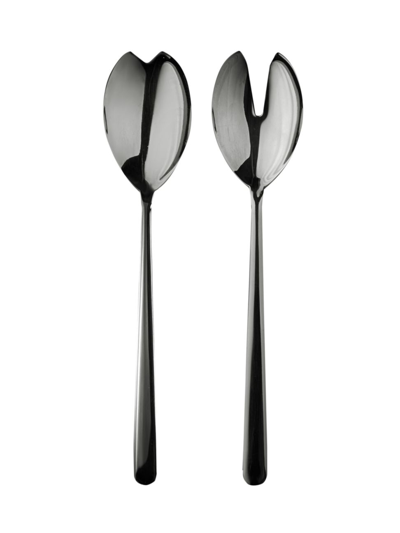 Mepra Linea Fork & Spoon Salad Serving Set In Black