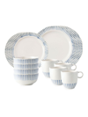 Juliska Sitio Stripe 16-piece Dinnerware Set In White Wash Delft Blue