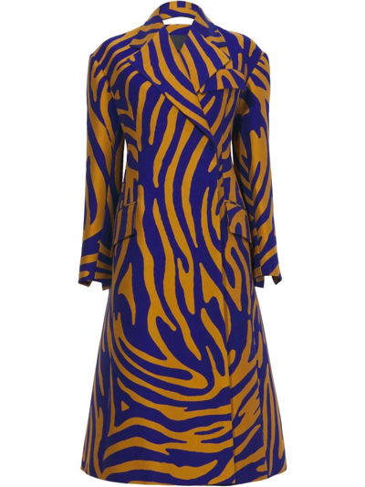 Proenza Schouler Zebra Cotton And Silk-blend Jacquard Coat In Cobalt Blue And Bronze