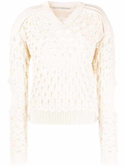 Stella Mccartney Open-knit Jumper In Nude
