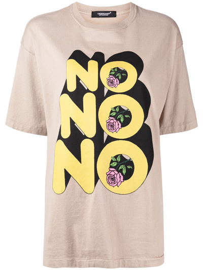 Undercover No No No Print Cotton T-shirt In Braun