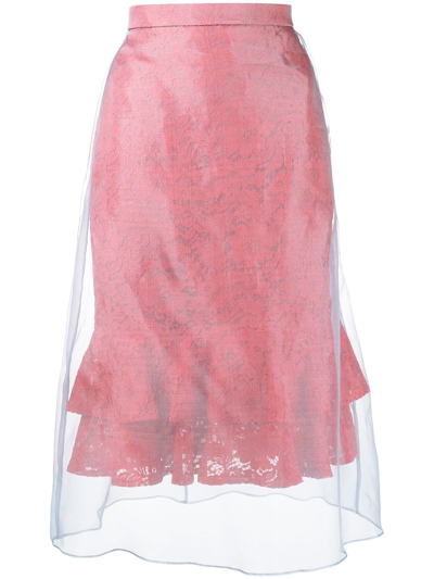 Undercover Tulle-overlay Lace Skirt In Rot