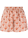 La Doublej Shell-print Pull Up Shorts In Ventaglio