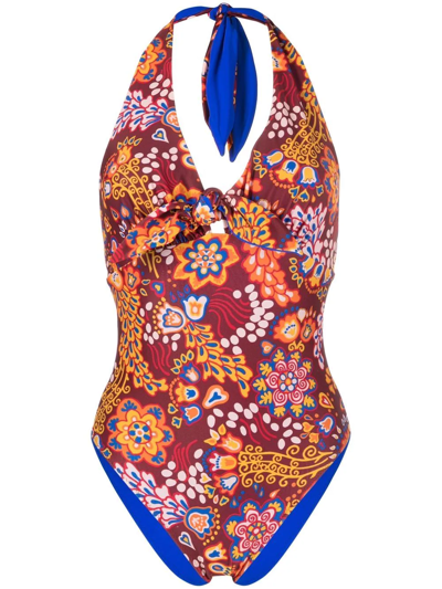 La Doublej Bow Bather Halter One-piece Swimsuit In Taranta