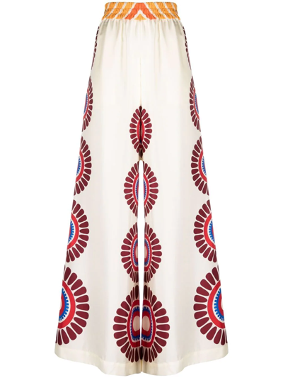 La Doublej Printed Silk-twill Wide-leg Pants In Multicolor