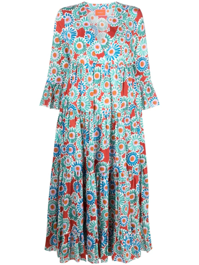 La Doublej Jennifer Jane Printed Cotton Midi Dress In Crazy Daisy