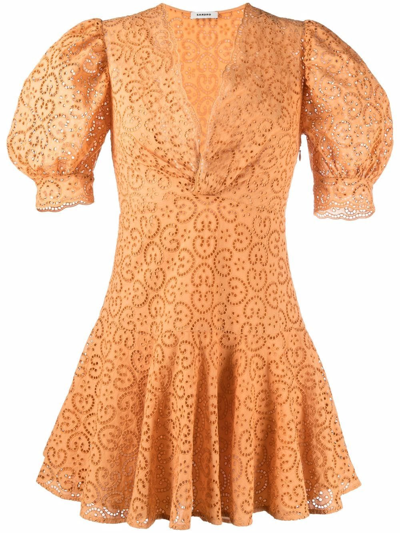 Sandro Kendal Broderie Anglaise Flared Dress In Orange
