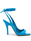 Attico Inez Lambskin Asymmetrical Ankle-tie Sandals In 014 Turquuoise