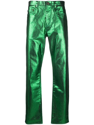 Etro Gloss Effect Laminated Jeans In Grün