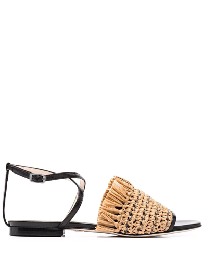 Fabiana Filippi Raffia-strap Leather Sandals In Nude