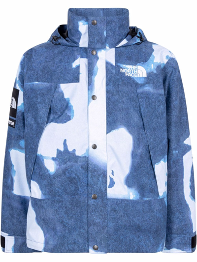 Supreme X Tnf Bleached Denim Fleece Jacket In Blue