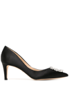 Badgley Mischka Carrie Crystal Pilgrim Satin Pumps In Schwarz