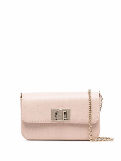 Furla Foldover Leather Satchel Bag In Nude