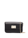 FURLA FOLDOVER LEATHER SATCHEL BAG