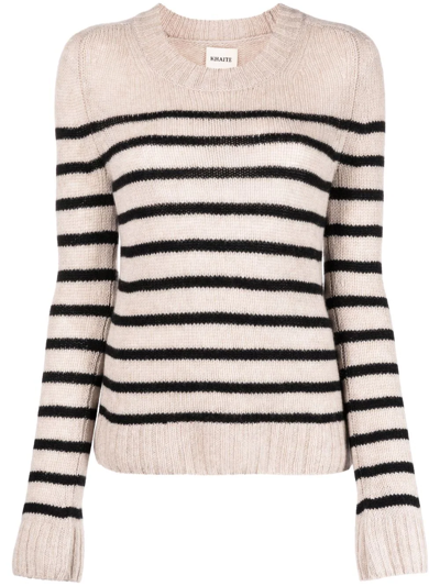 Khaite Tilda Mariner Stripe Cashmere Jumper In Beige