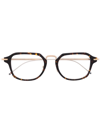 THOM BROWNE TORTOISESHELL-EFFECT SQUARE-FRAME GLASSES