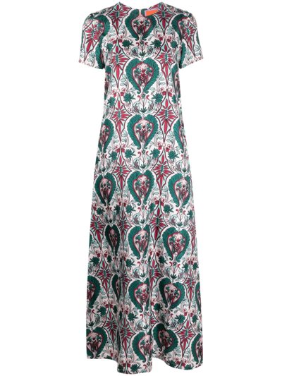 La Doublej Swing Liberty Rosa-print Long Dress