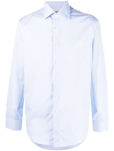 Canali Mini Bengel Striped Button-front Shirt In Navy