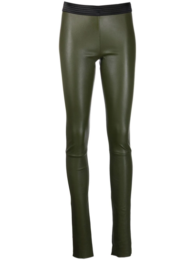Drome Low-rise Leather Leggings In Green