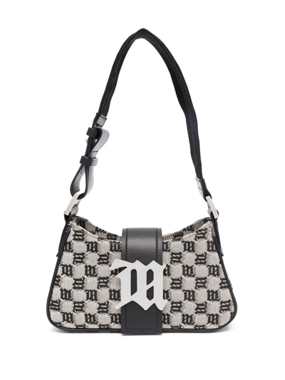 Misbhv Logo-plaque Woven Shoulder Bag In Neutrals