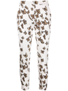 LOVE MOSCHINO BUTTERFLY-PRINT COTTON SKINNY TROUSERS