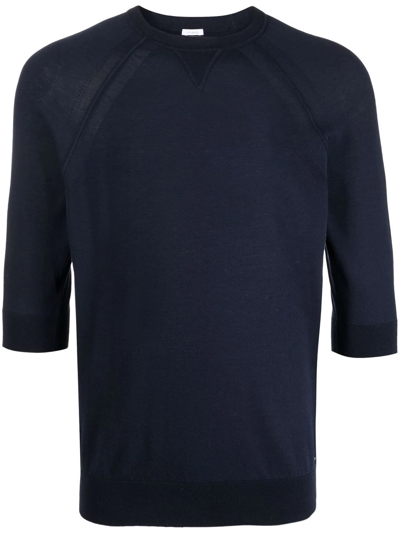Malo Short-sleeve Knitted Jumper In Blau