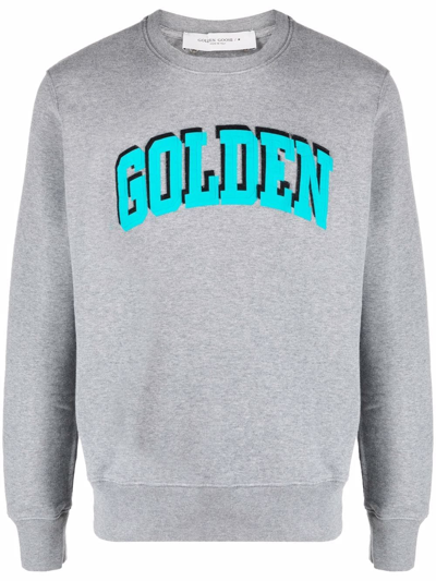 Golden Goose Journey Sweatshirt Regular Crewneck Golden Double Writing In Grey