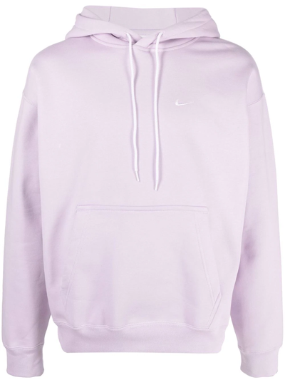 Nike Swoosh Embroidered Drawstring Hoodie In Purple