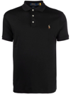 Polo Ralph Lauren Logo Embroidered Short-sleeved Polo Shirt In Black