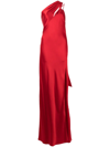 MICHELLE MASON DRAPED-PANEL SILK GOWN