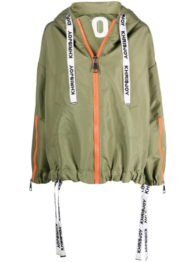 Khrisjoy Logo-strap Hooded Jacket In Grün