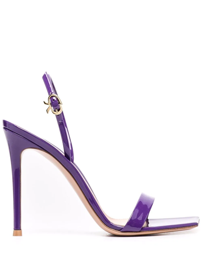 Gianvito Rossi Ribbon Open-toe Heeled Leather Sandals In Purple