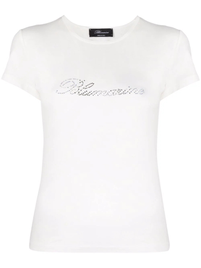 Blumarine Rhinestone-embellished Butterfly-motif T-shirt In White