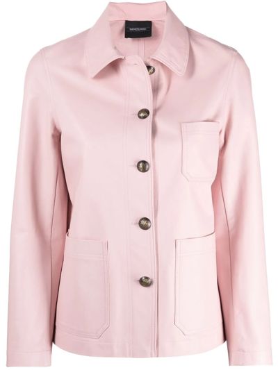 Simonetta Ravizza Button-up Leather Jacket In Pink