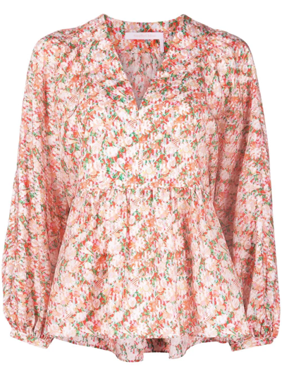 SEE BY CHLOÉ FLORAL-PRINT SILK BLOUSE