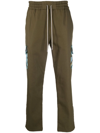 Just Don Embroidered Drawstring Trousers In Green