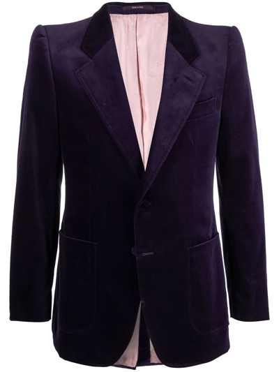 Gucci Single-breasted Velvet Blazer In Violett