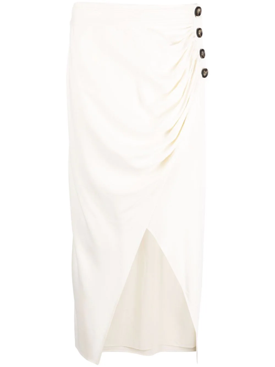 Self-portrait High-waisted Wrap Midi Skirt In White