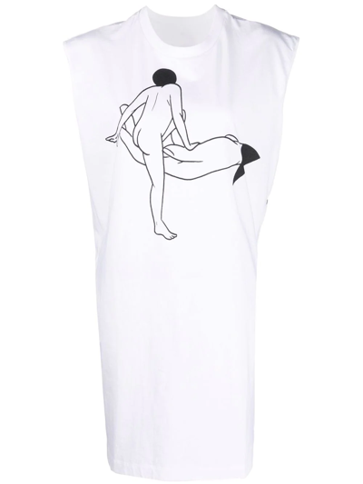 Lemaire X Tomaga Printed Sleeveless T-shirt Dress In Weiss