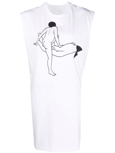 Lemaire X Tomaga Printed Sleeveless T-shirt Dress In White