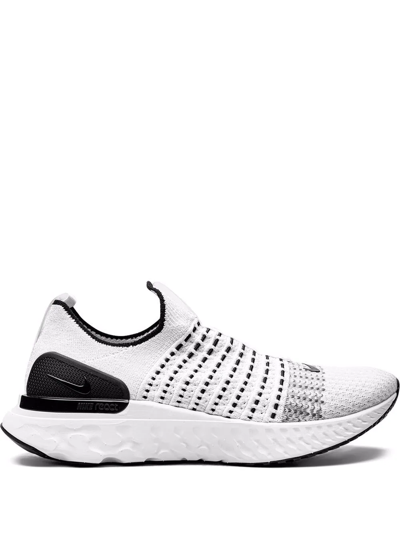 Nike React Phantom Run Flyknit 2 Sneakers From Finish Line In True White/black/pure Platinum/white