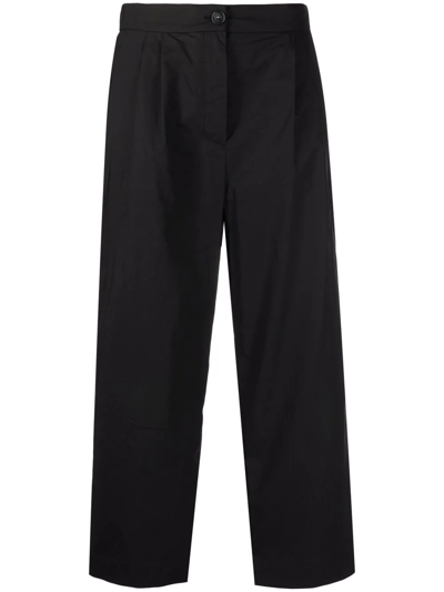 Woolrich Straight-leg Cropped Trousers In Black