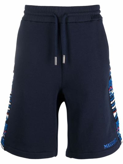Missoni Men Embroidered Logo And Jacquard Insert Bermuda In Blue
