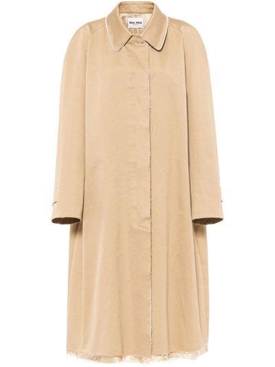 Miu Miu Single-breasted Chino Coat In Nude