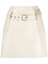 Saks Potts New York Crocodile-embossed Leather Mini Skirt In Nude
